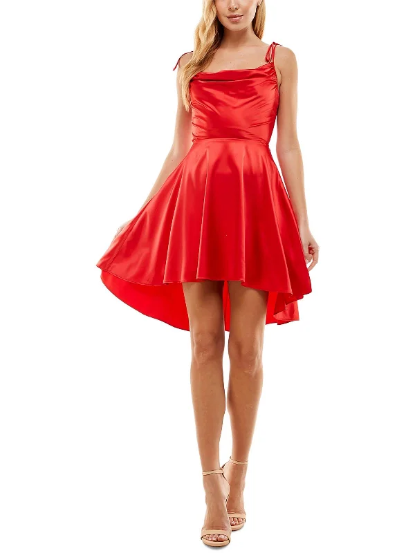 Deal of the Week Juniors Womens Satin Mini Fit & Flare Dress