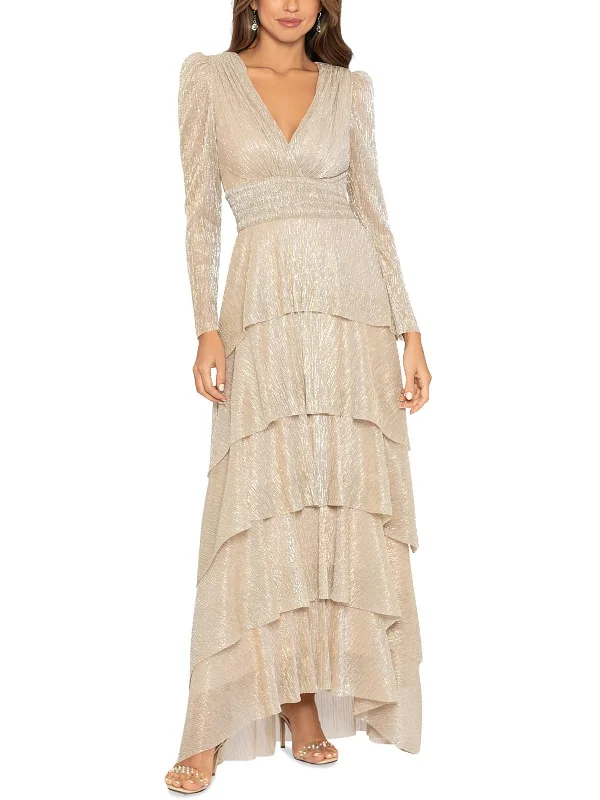 Huge Savings Womens METALLIC TIERED Evening Dress