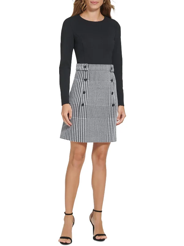 Low Prices Petites Womens Knit Long Sleeves Shift Dress