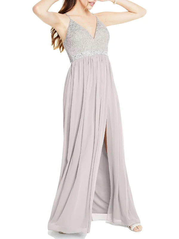 Closeout Womens Lace Bead Detail Evening Dress