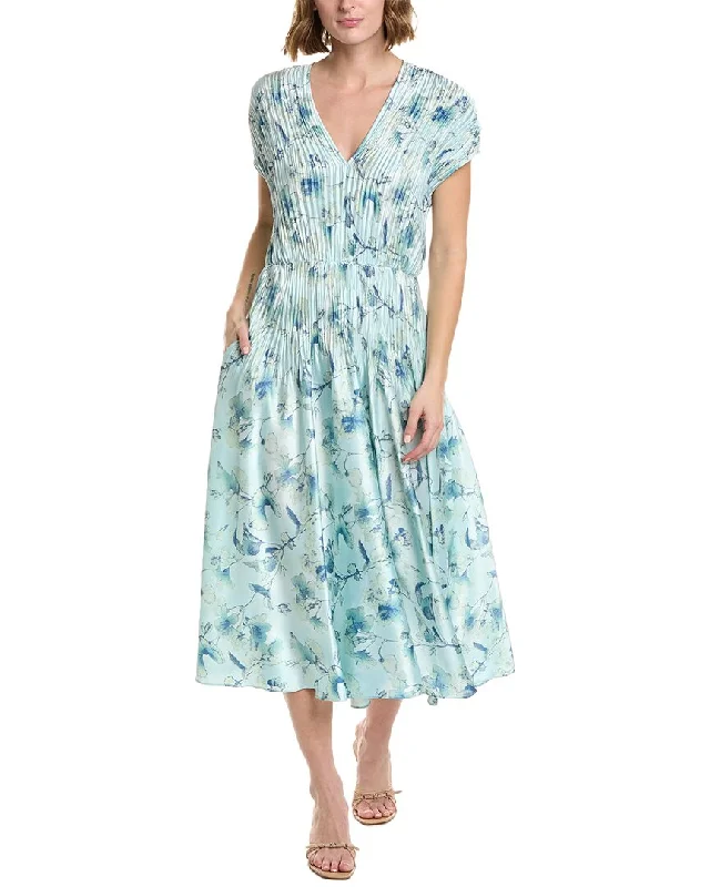 Don't Wait Vince Floral Crushed V-Neck Midi Dress