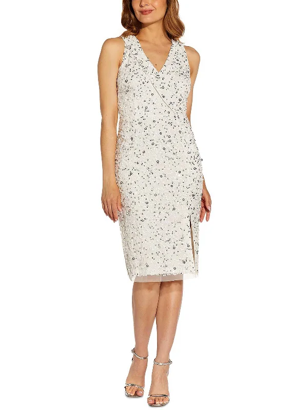 Super Savings Womens Beaded Knee Sheath Dress