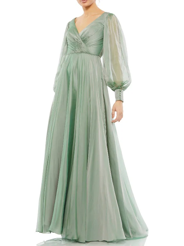 Don't Wait Womens Bishop Sleeve Maxi Evening Dress