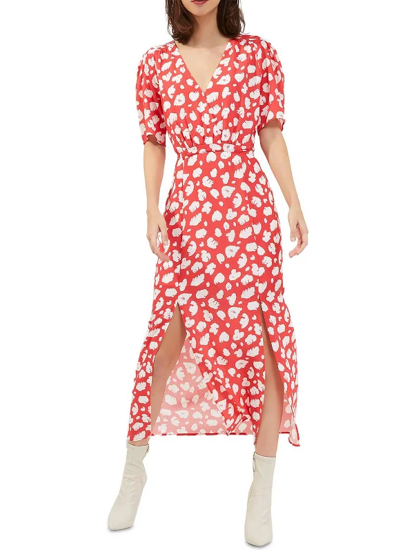Grand Opening Sale Womens Front Slit Printed Maxi Dress