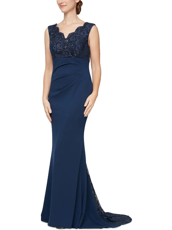 Crazy Savings Womens Embroidered Sleeveless Evening Dress