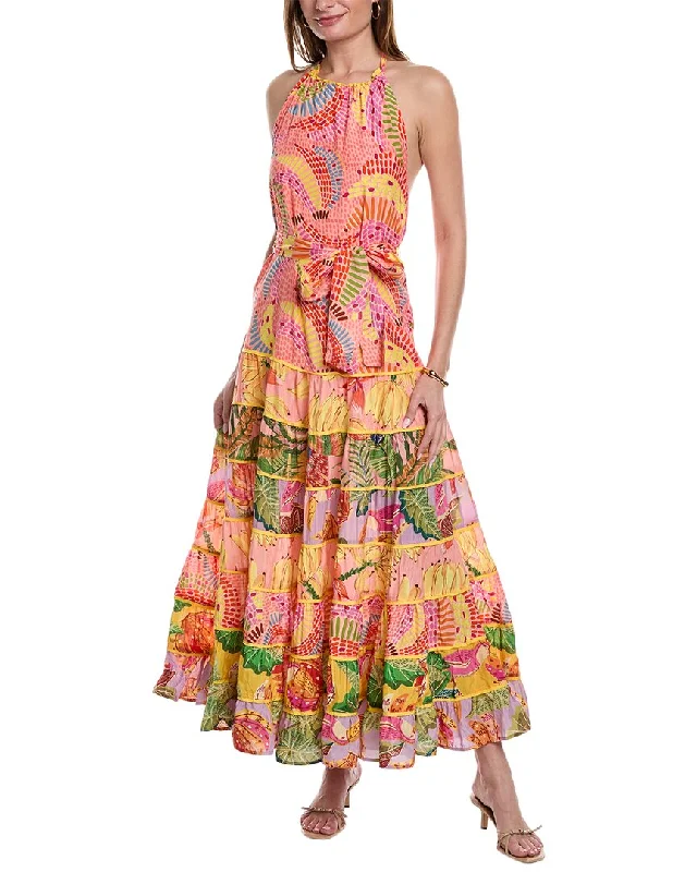 Shop and Save FARM Rio Mixed Prints Halter Maxi Dress