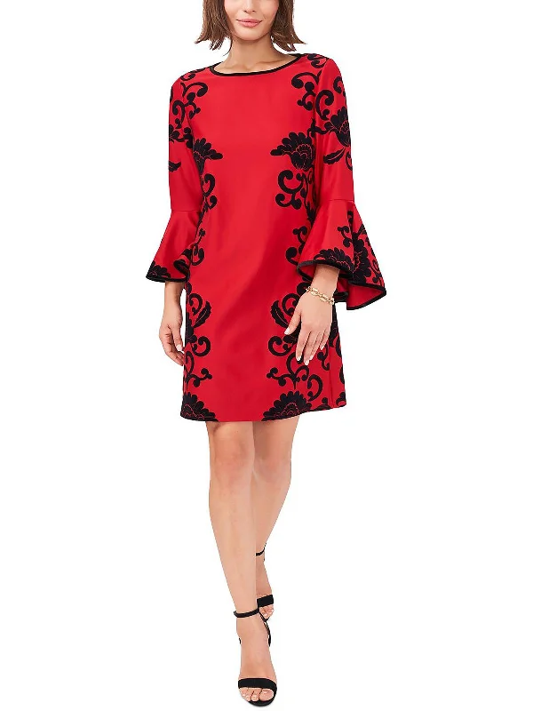 Incredible Offers Womens Flocked Mini Cocktail and Party Dress