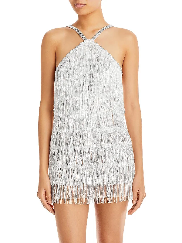 Limited Availability Womens Sequin Fringe Cocktail and Party Dress