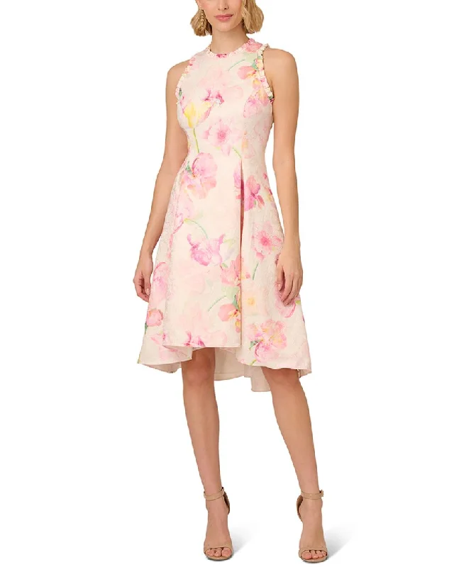 Act Now Adrianna Papell Halter Neck Jacquard High Low Dress