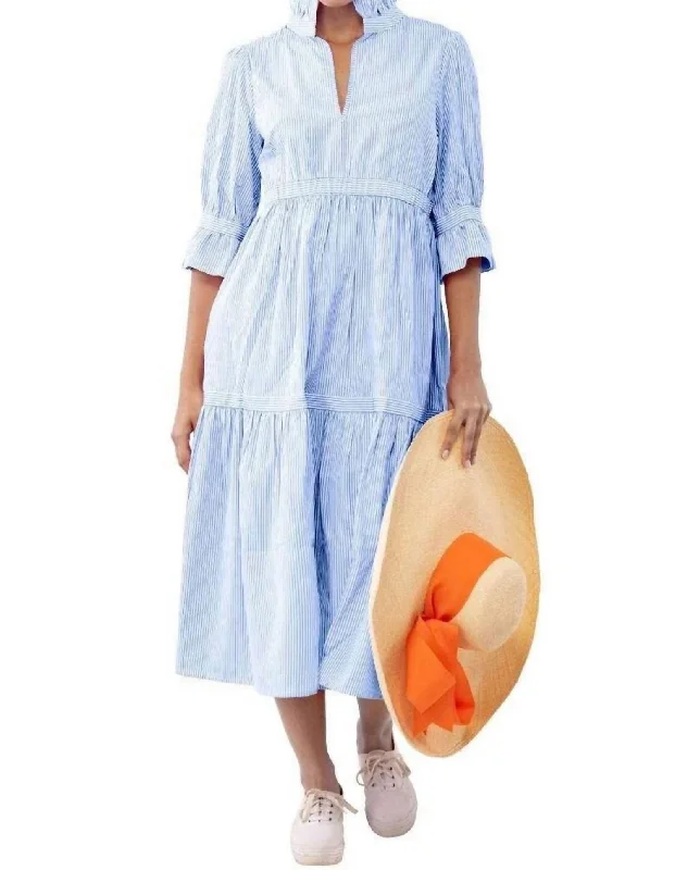 Overstock Teardrop Dress - Maxi Stripe Wash & Wear In Periwinkle