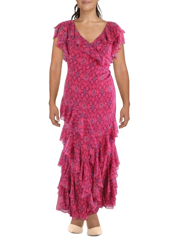 Deal Dash Womens Geo Print Long Evening Dress