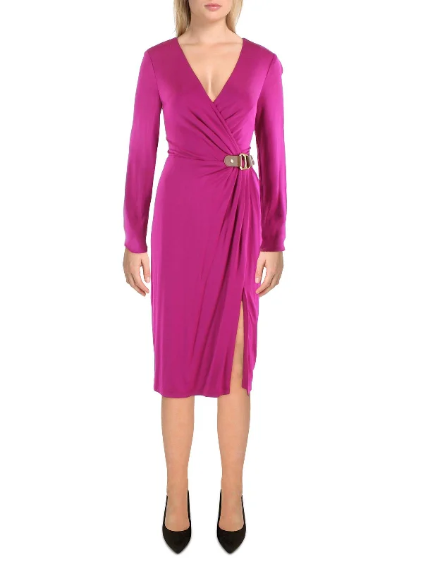 Final Clearance Womens Buckle-Trim Knee-Length Cocktail And Party Dress