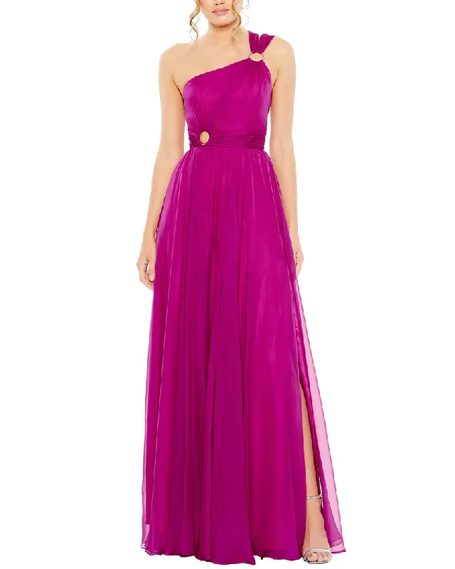 Super Deal Mac Duggal Strappy One-Shoulder A-Line Gown