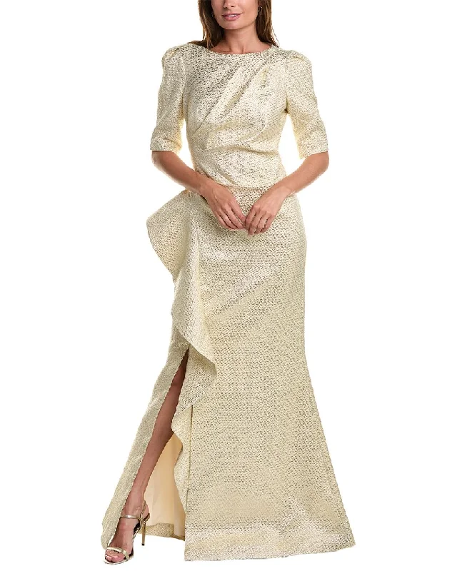 One-DAY Sale Teri Jon by Rickie Freeman Metallic Jacquard Gown