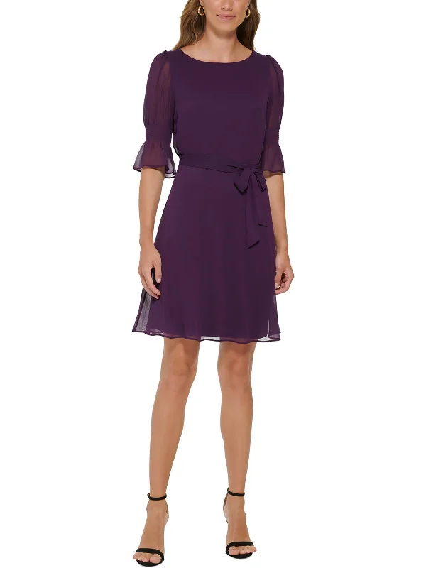 Holiday Sale Womens Solid Polyester Fit & Flare Dress
