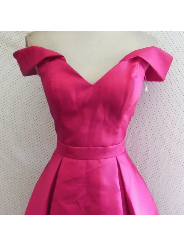 Incredible Offers XSCAPE Womens Zippered Short Sleeve Off Shoulder Short Cocktail Fit + Flare Dress