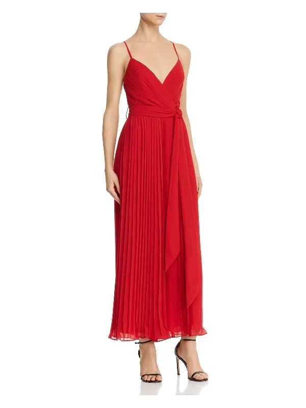Exclusive Online Offer FAME AND PARTNERS Womens Pleated Sleeveless V Neck Maxi Formal Fit + Flare Dress