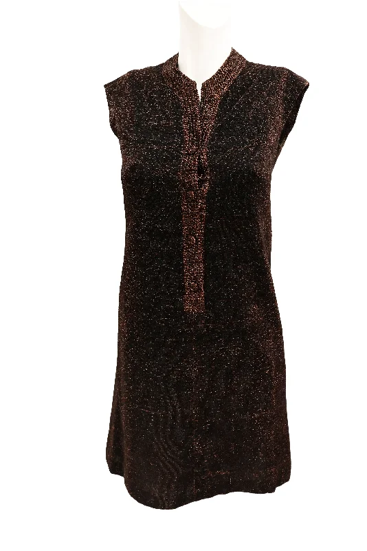 Price Meltdown Italian Vintage Sleeveless Dress in Bronze Lamé, UK8-10